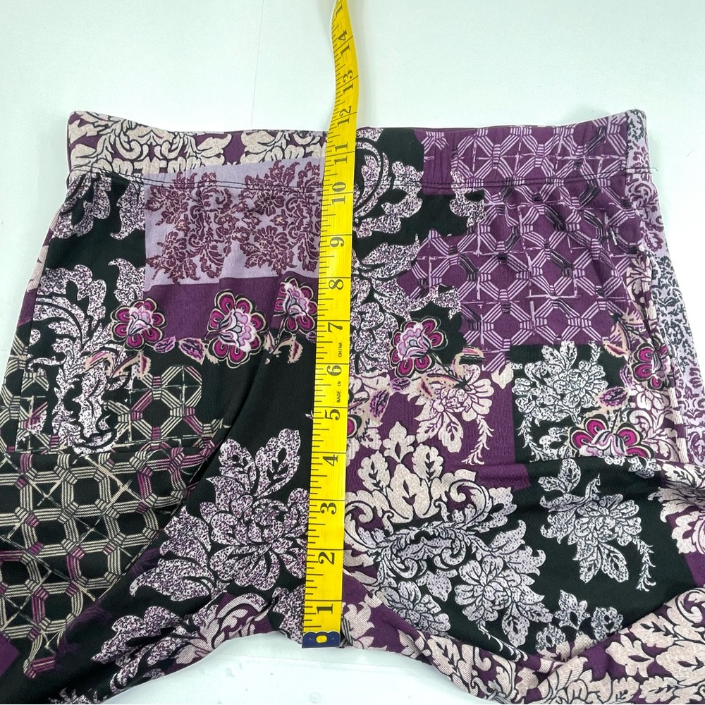 CHICO'S Palazzo Pants Purple Floral Elastic Waist Stretch Wide Leg Size 4/6 R - Picture 7 of 8